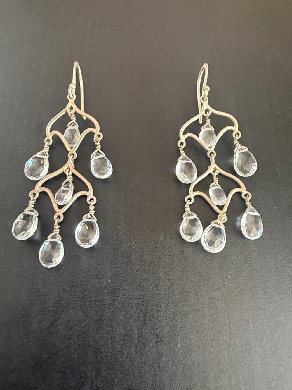 Sterling Silver Clear Crystal Chandelier Earrings - Brand Unknown